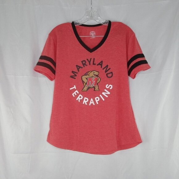 MARYLAND TERRAPINS V NECK T SHIRT WOMEN MEDIUM - Picture 1 of 4